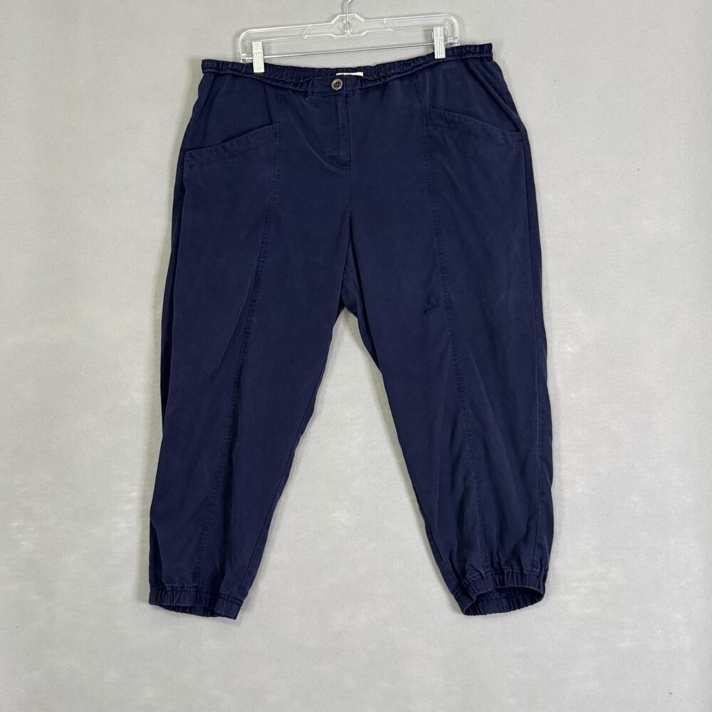Eileen Fisher Pants Women Sz L Gathered Waist & Ankle Lightweight Soft **FLAW**